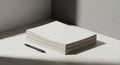 Stack of Paper and Pen on Minimalist Surface Royalty Free Stock Photo