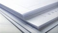 Stack of White Paper Sheets with Fine Black Line Detail Close Up Royalty Free Stock Photo
