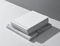 Stack of White Paper Sheets on a Marble Stand Against a Neutral Background Royalty Free Stock Photo