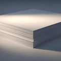 A stack of white paper sheets neatly aligned sits on a smooth Royalty Free Stock Photo