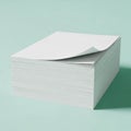 A stack of white paper sheets is neatly arranged against a light green backgroun Royalty Free Stock Photo
