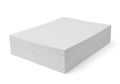 A stack of white paper sheets on a plain white background for office use Royalty Free Stock Photo