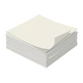 A stack of white paper sheets is shown, neatly piled upon each other on a white Royalty Free Stock Photo