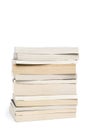 Stack of white paperback books isolated on white with copyspace Royalty Free Stock Photo