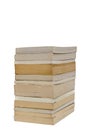 Stack of white paperback books isolated on white with copyspace Royalty Free Stock Photo