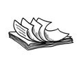 Stack of white papers, hand drawn style, vector