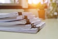 Stack of white paperwork achieves with black binder paper clips Royalty Free Stock Photo