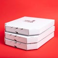 Stack of White Pizza Boxes for Food Delivery Royalty Free Stock Photo