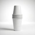 Stack of white plastic cups isolated on white background Royalty Free Stock Photo