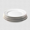 a stack of white plates isolated on transparent background Royalty Free Stock Photo