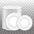 Stack of white plates and two plates isolated. Vector
