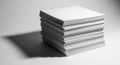A stack of white printer paper is neatly arranged on a smooth surface, casting a distinct shadow to Royalty Free Stock Photo