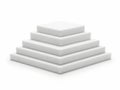 Stack of white rectangular blocks forming a pyramid shape isolated on white background Royalty Free Stock Photo