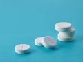 Stack of white round medical pills Royalty Free Stock Photo
