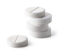 Stack of white round pills or tablets Royalty Free Stock Photo