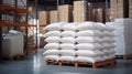 White Sacks in Large Warehouse
