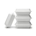 Stack of white styrofoam containers isolated on white background Royalty Free Stock Photo
