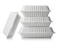 Stack of white takeout food containers isolated on white background Royalty Free Stock Photo
