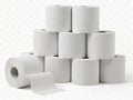 Stack of white toilet paper rolls on a plain background Royalty Free Stock Photo