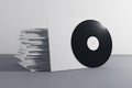 Stack of white vinyl covers Royalty Free Stock Photo