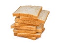 Stack of whole wheat bread slice isolated on white Royalty Free Stock Photo