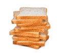 Stack of whole wheat bread slice on white Royalty Free Stock Photo