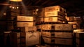 stack wine boxes Royalty Free Stock Photo