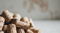 Stack of Wine Corks, Closeup Shot, Brown Vintage Corks, Wood Texture Background. Royalty Free Stock Photo