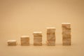 Stack of wood businessmen standing Investment Analysis Or investment. The concept of being the number one business in the world Royalty Free Stock Photo