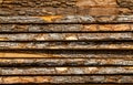 Stack of wood. Detail of the bark of cut tree trunks. woodpile. Carpentry. texture