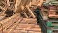 Stack of wood in storage warehouse Royalty Free Stock Photo
