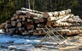 A stack of wood waiting to be chopped