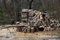 A stack of wood waiting to be chopped