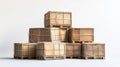 A stack of wooden crates with a netting on top Royalty Free Stock Photo