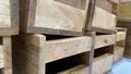 A stack of wooden crates. Royalty Free Stock Photo