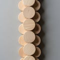 Stack of wooden discs arranged vertically each with a smooth surface and Royalty Free Stock Photo