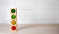 Stack of Wooden Feedback Cubes with Smile Neutral and Sad Faces for Rating Scale Royalty Free Stock Photo
