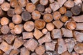 A stack of wooden logs sits awaiting use as firewood Royalty Free Stock Photo