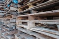 Stack of Wooden Pallets sitting on a working dock ready for outbound lobster shipments via truck and airplane