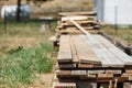 Stack of wooden piles plank boards Royalty Free Stock Photo