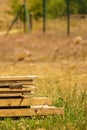 Stack of wooden piles plank boards Royalty Free Stock Photo