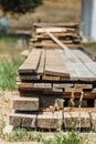 Stack of wooden piles plank boards Royalty Free Stock Photo