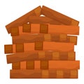Stack of wooden planks forming a house shape Royalty Free Stock Photo
