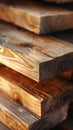Stack of wooden planks with rich texture and grain, carpentry material close-up Royalty Free Stock Photo