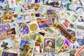 Stack of worldwide stamps - Philately Royalty Free Stock Photo