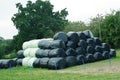 Stack of wrapped hay bales Royalty Free Stock Photo