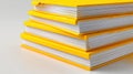 Stack of Yellow Books with White Pages Close Up isolated on a transparent ai generated Royalty Free Stock Photo