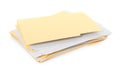 Stack of yellow files with documents on white background Royalty Free Stock Photo