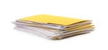 Stack of yellow files with documents on white background Royalty Free Stock Photo