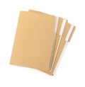 Stack of yellow files with documents on white background, top view Royalty Free Stock Photo